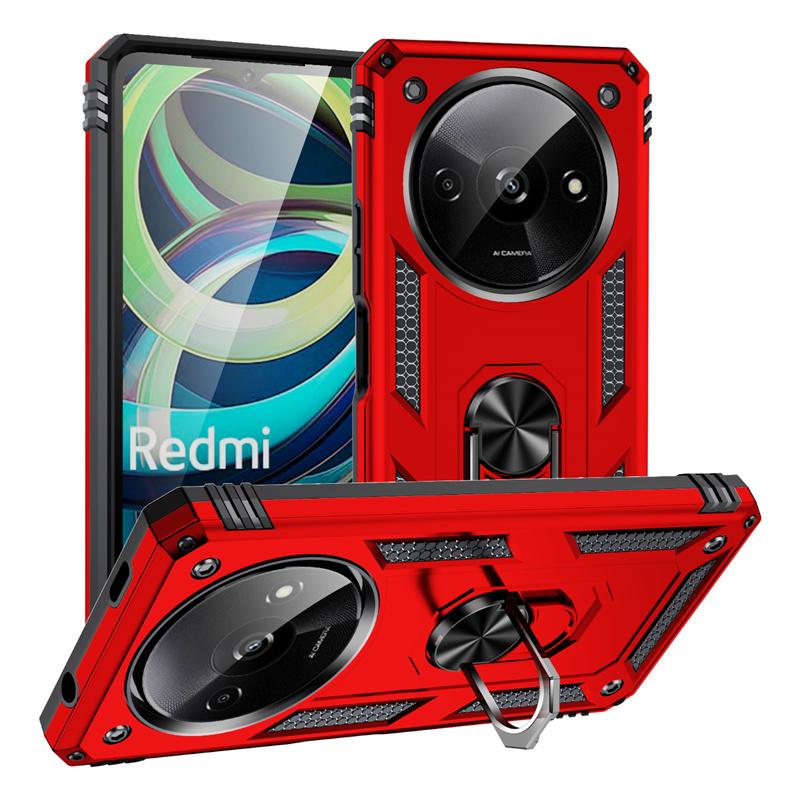 

Для Xiaomi Redmi A3 чехол магнит металлическое кольцо подставка держатель бронированный чехол для телефона Redmy A3 A 3 RedmiA3 4G 23129RN51X противоударный чехол For Redmi A3 красный