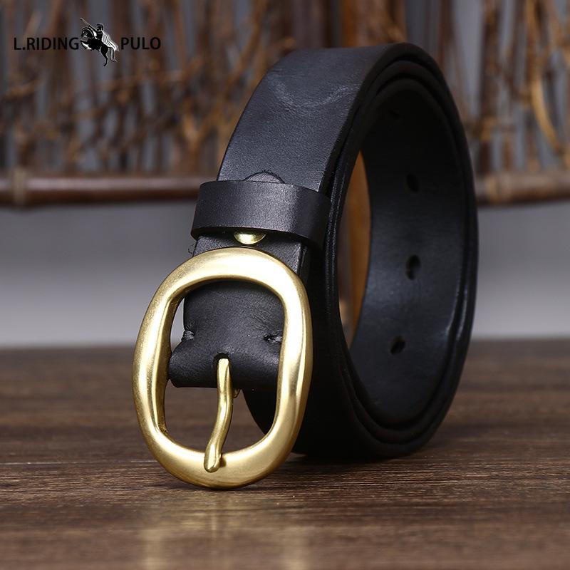 

Ретро Плиссированный Модный Ремень с Медной Пряжкой для Женщин Натуральная Кожа Первый Слой Чистая Коровья Кожа Универсальный Джинсовый Ремень 90cm