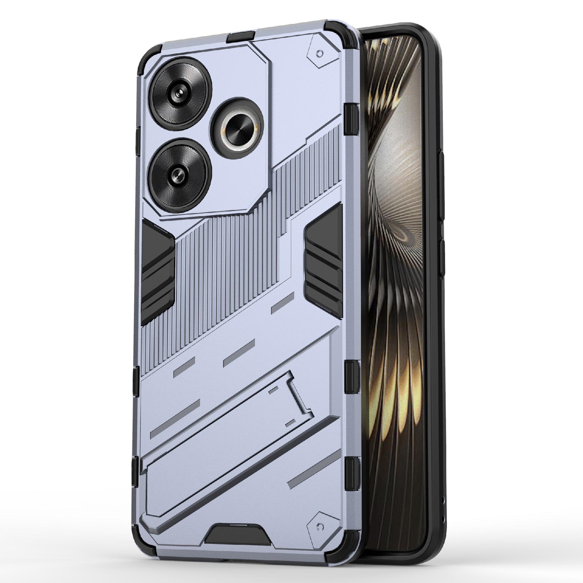 

For Xiaomi Redmi Turbo 3 5G/Poco F6 5G Case Shockproof PC+TPU Phone Cover with Kickstand Grey