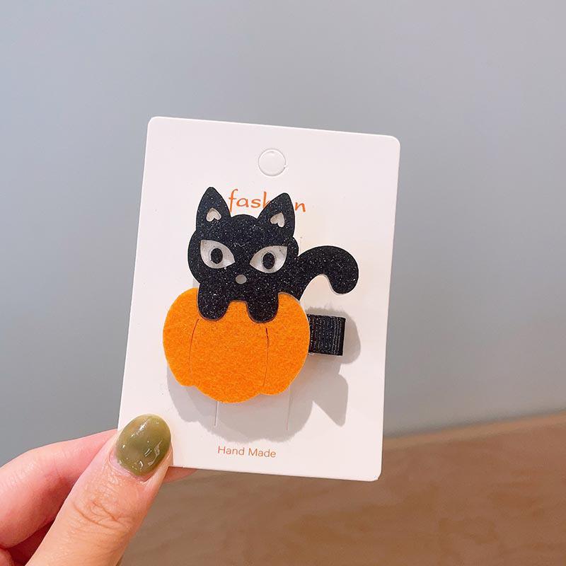 Handmade Halloween Hair Clips for Kids: Pumpkin, Ghost, Black Bat Bow, Party Accessories