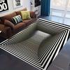 3D Optical Illusion Stripe Area Rug Non Slip Floor Mat for Living Room Bedroom Modern Minimalist Home Decor Visual Trick Art