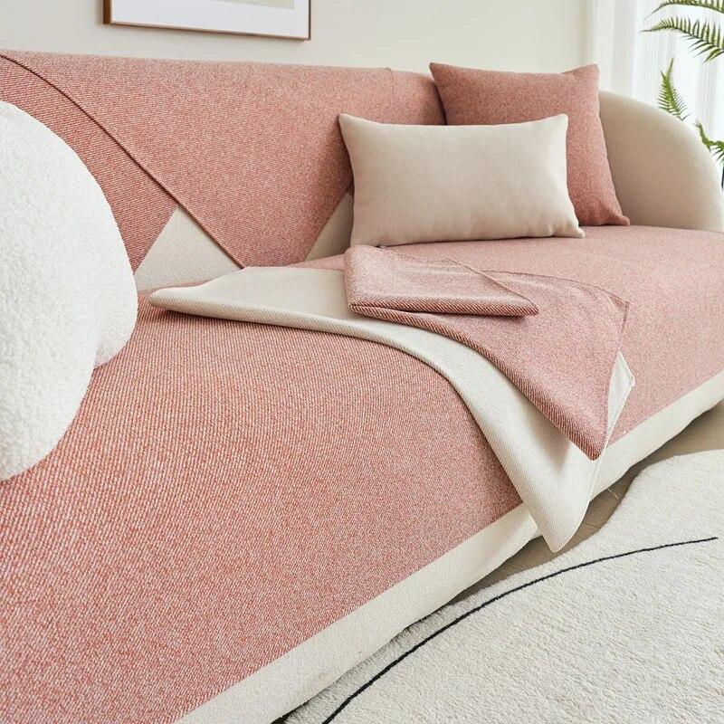 Lniana poszewka na poduszkę uniwersalna poduszka antypoślizgowa zwykły salon bawełniana Sofa ręcznik ochrona przed zarysowaniami dla zwierząt narzuta na sofę