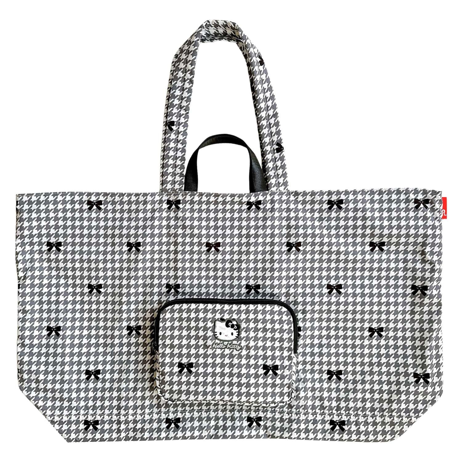 

Foldable Large Zipper Tote Bag Water Repellent IP Maxi Packable Hello Kitty A 8396 01 [Routeto] Women s Houndstooth/Houndstooth