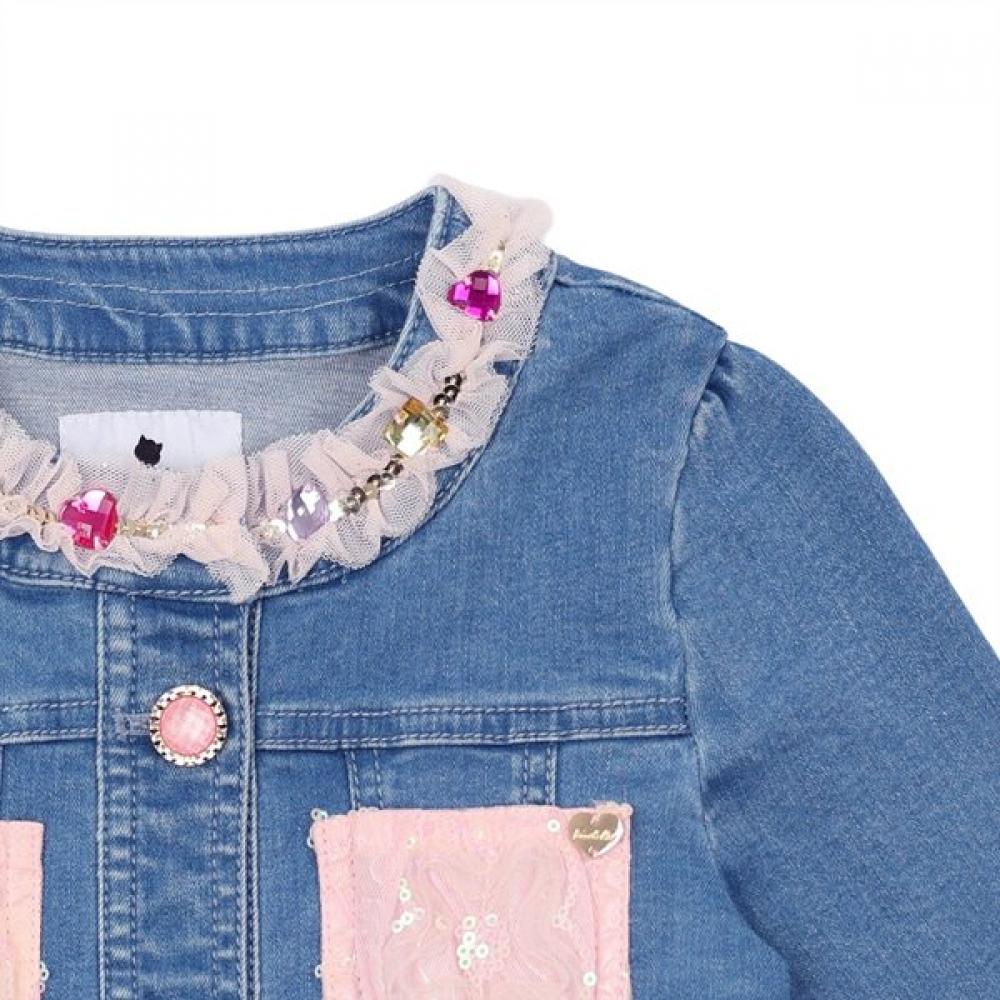 French Cat Denim Flower Shapo Pocket Jacket Q51dck040n4