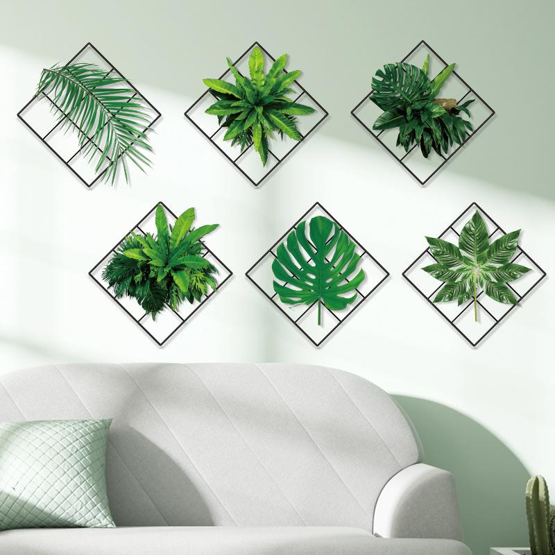 Wall Sticker Greenery Grid Plant Flowers Botanical Style Vinyl Art for Living Room Bedroom Home Decor Wall Mural Painting