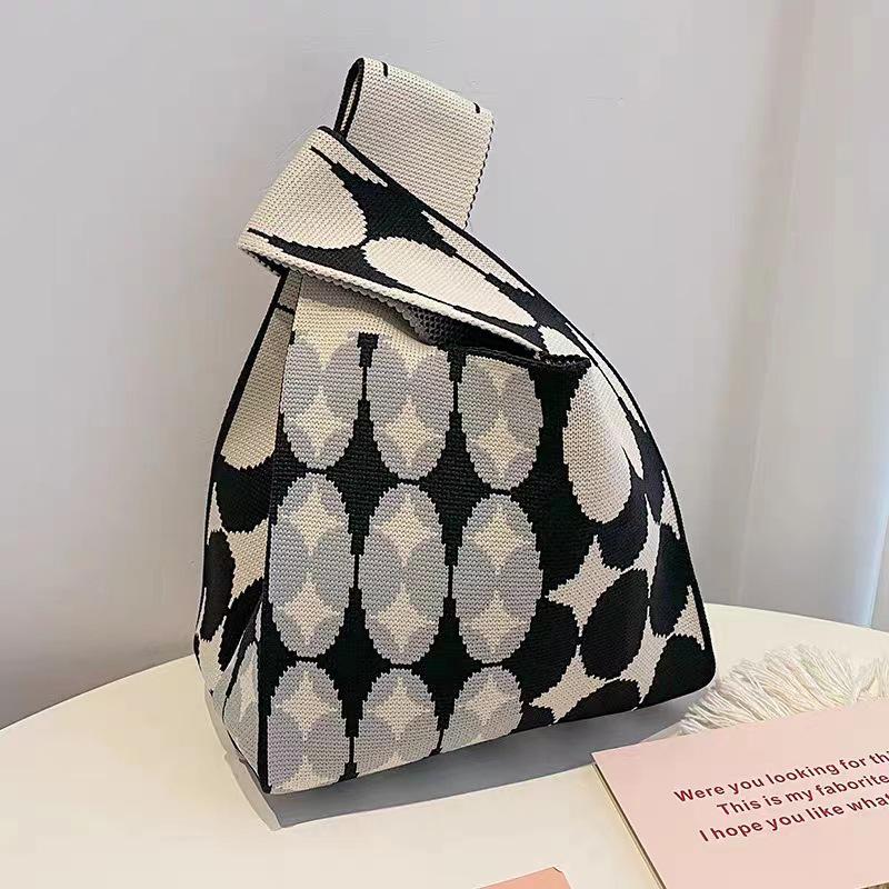 Panda Knit Women's Cross-Border Wrist Tote Handbag