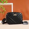 Trendy Solid Color Square Shoulder Bag, Quilted Detail Zipper Crossbody Bag For Women, Classic All-Match Wallet