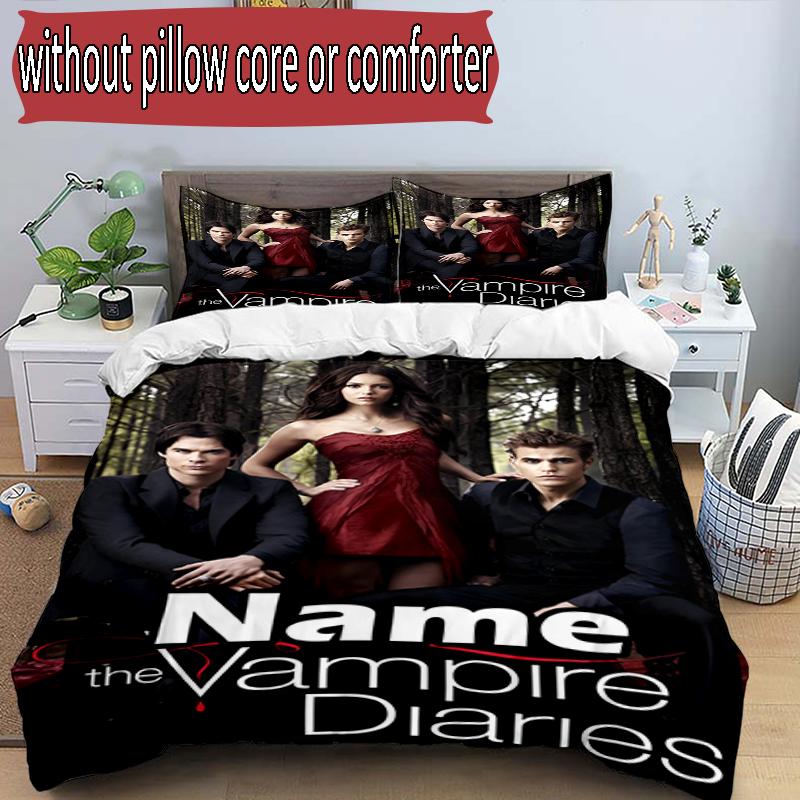 Set copripiumino 3 pezzi (1*Copripiumino + 2*Federe, Senza Nucleo), Set Biancheria da Letto Personalizzato con Nome e Motivo The Vampire Diaries, Regalo Decorazione Camera da Letto