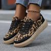 New Leopard Print Designed Retro Fashion Casual Shoes for Women Shallow Mouth Comfortable Versatile Chunky Sneakers 2025