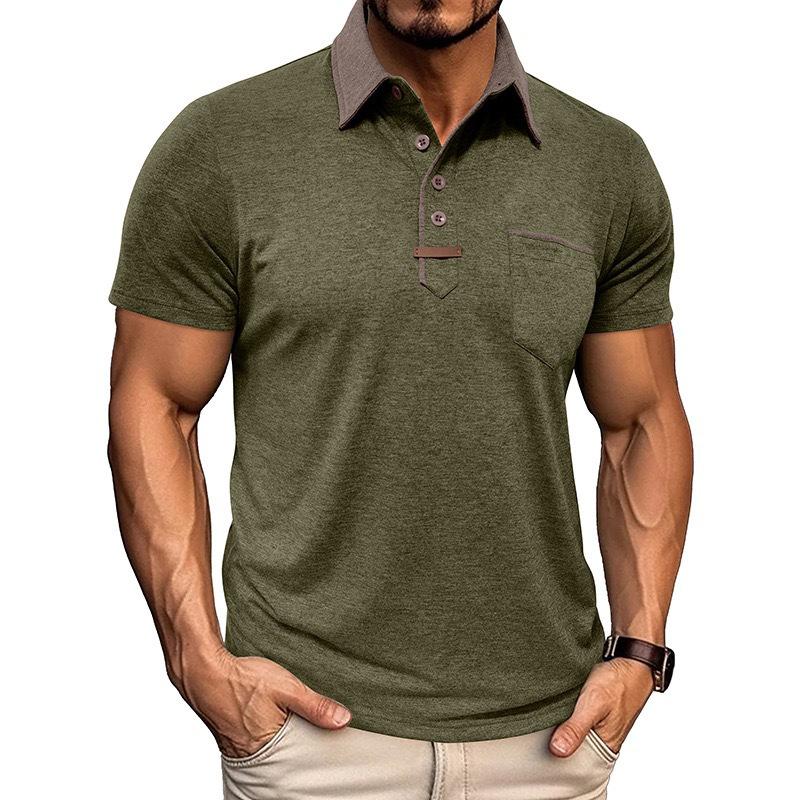 Męskie Codzienne Koszule z Długim Rękawem Kołnierzykowe Zapinane Bawełniane T-shirty Klasyczne Stylowe Koszule Golfowe z Kieszenią