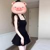 Skinny Square Neck Sleeveless Puffy Dress Waist Short Skirt Spice Girl Princess Inside Hepburn Little Black Dress Dress