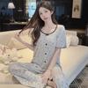 Wumida thin short-sleeved pajamas women's summer high-end modal cotton sweet printed loungewear outer suit