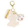 Fieldwork Women's Analog Pocket Watch Keychain with Moomin Design - Cute Bag Charm with Carabiner - Embossed Leather, Little My, Ivory, MOM025-1