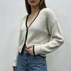 Womens Color Dotted Knit Cardigan Long Sleeve Round Neck Gold Buttons Casual Street Style
