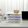 5-Tier Letter Tray Organizer, Desktop File Document Holder, PVC Wood Plastic Storage Rack for Office Desk Supplies Organization