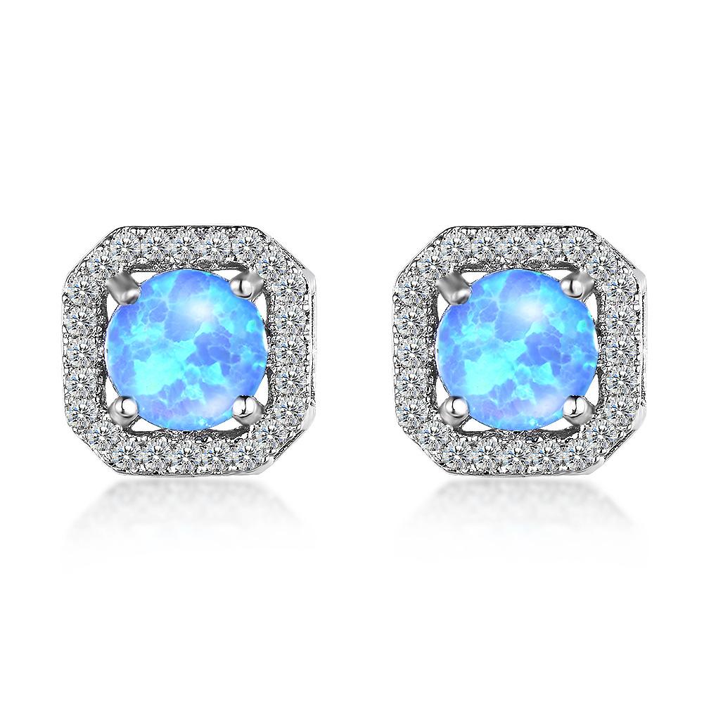 Square Zircon White Womens Earrings of High Quality
