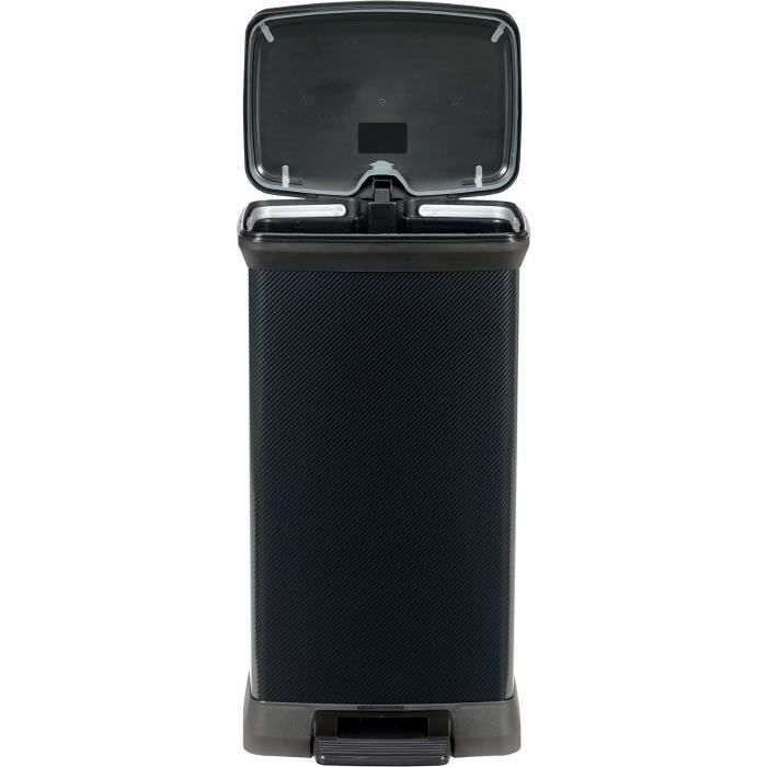 CURVER - Poubelle a pédale 50L - Couleur Noir Carbone - Design Moderne