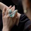 Vintage Gold-Plated Enamel Butterfly Ring - Large, Exaggerated Design for Women (Autumn/Winter Jewelry)