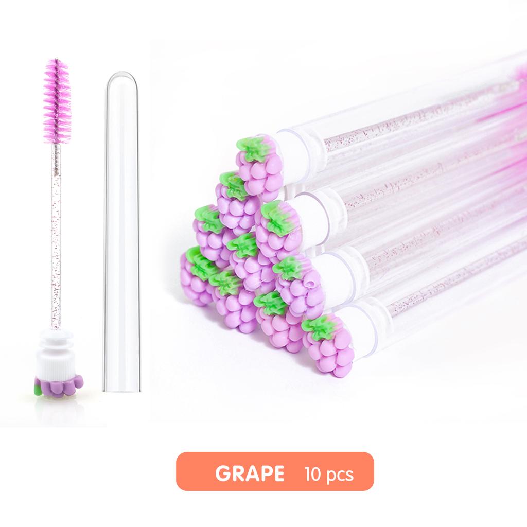 Reusable Eyelash Brushes Tube Spoolies Brushes Mascara Wands Plastic Fiber Nylon Lash Makeup Fruit Brush Tube 10pcs/bag