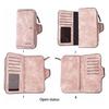 Women Leather Wallet Multi Card Pockets Large Capacity Zip Card Holder Wallet for Cash Pink Free Size