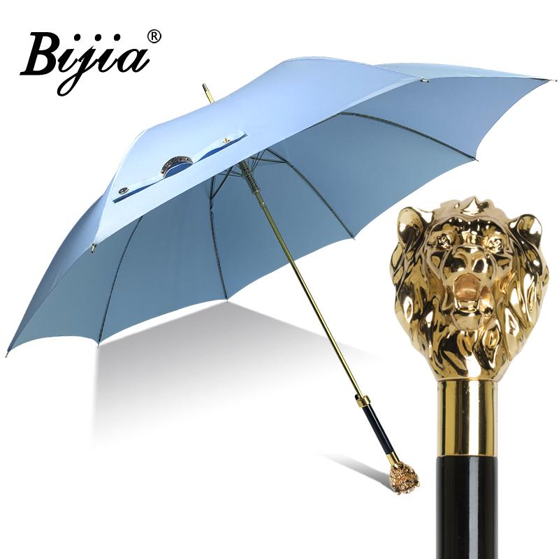 

Golden Lion Head Straight Rod Umbrella British Style Retro Coffee Clear Luxury Trendy Sunshade Upscale Satin Rain Gear metal-fiber composite&8K небесно-голубой
