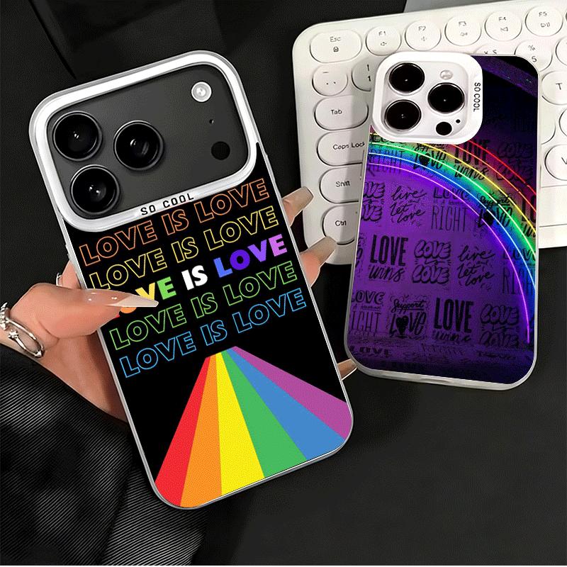 LGBT Rainbow Love Is Love Shockproof Phone Case for iPhone 17 Air 16 16E 15 Pro Max 14 Plus 13 Mini 12 Back Cover Anti Fall Fund