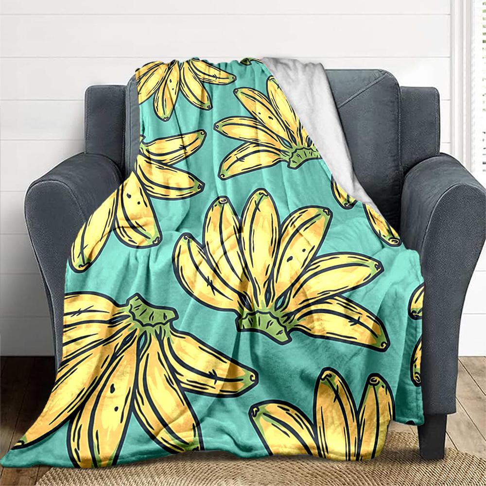 1pc Banana Pattern Blanket Warm, Cozy, And Soft, Suitable for Sofas, Beds, Cars, And Office Use.Perfect for Camping And Travel, Making It a Great Gift