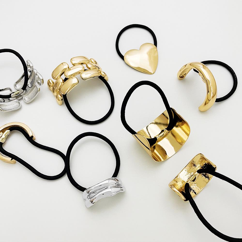 U-Shaped Minimalist Alloy Hair Tie with Bright Finish for Ponytails - European & American Style