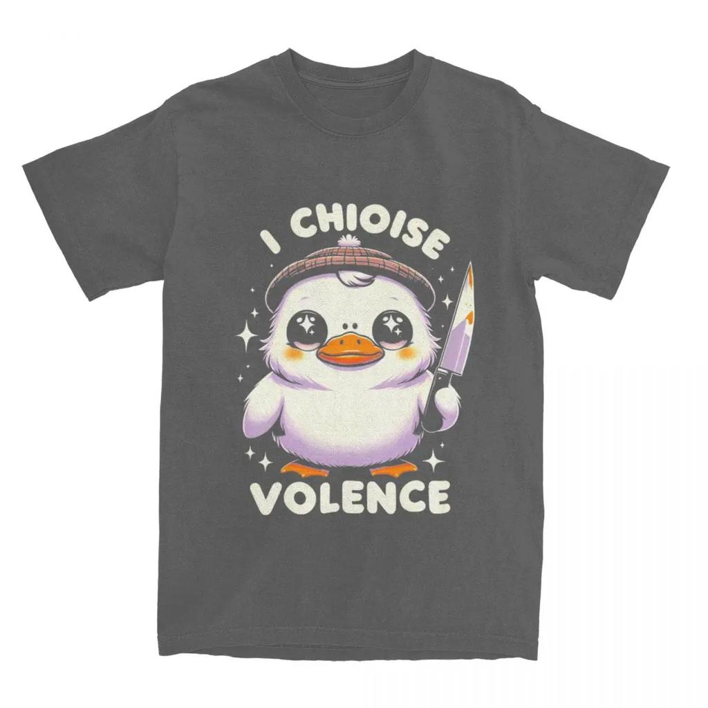 Ich wähle Gewalt Ente Humorvolles Meme Merch Shirt für Männer Frauen Lustig Messer Enten Liebhaber Geschenk Vintage Alle Jahreszeiten Stoff