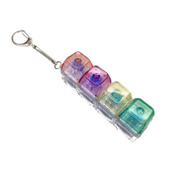 Yousheng Jucărie Fidget Tastatură cu 4 Taste cu Lumină Eliberare Stres Capac Transparent Tastatură Clicker deget Breloc Buton Decompresie Jucărie Senzorială