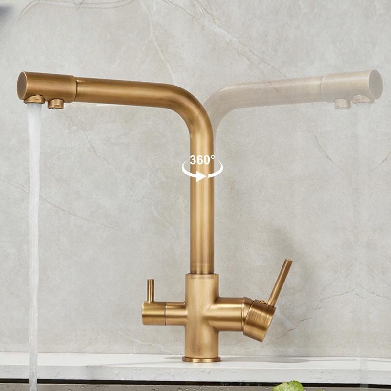 TLXT Antique Kitchen Faucet with Water Purifier