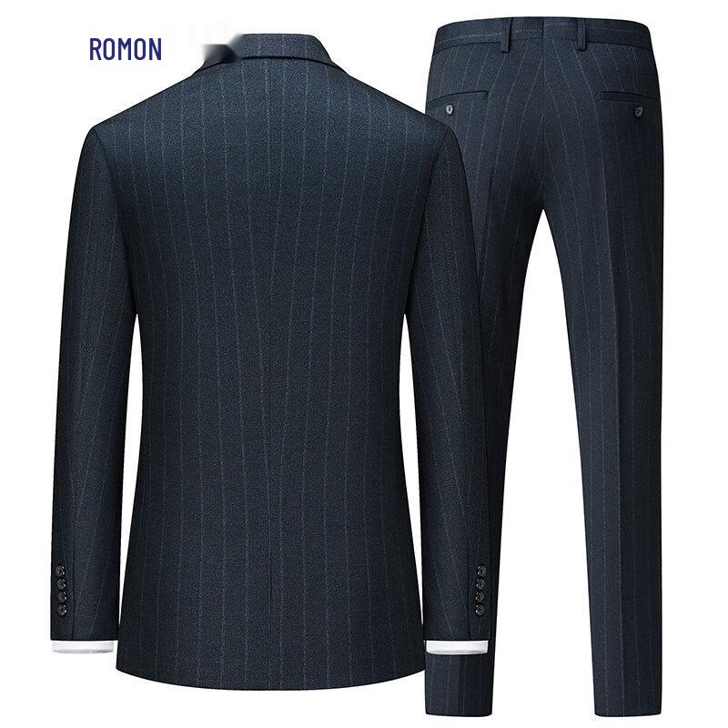ROMON Men's Slim Fit Stretch Suit Set