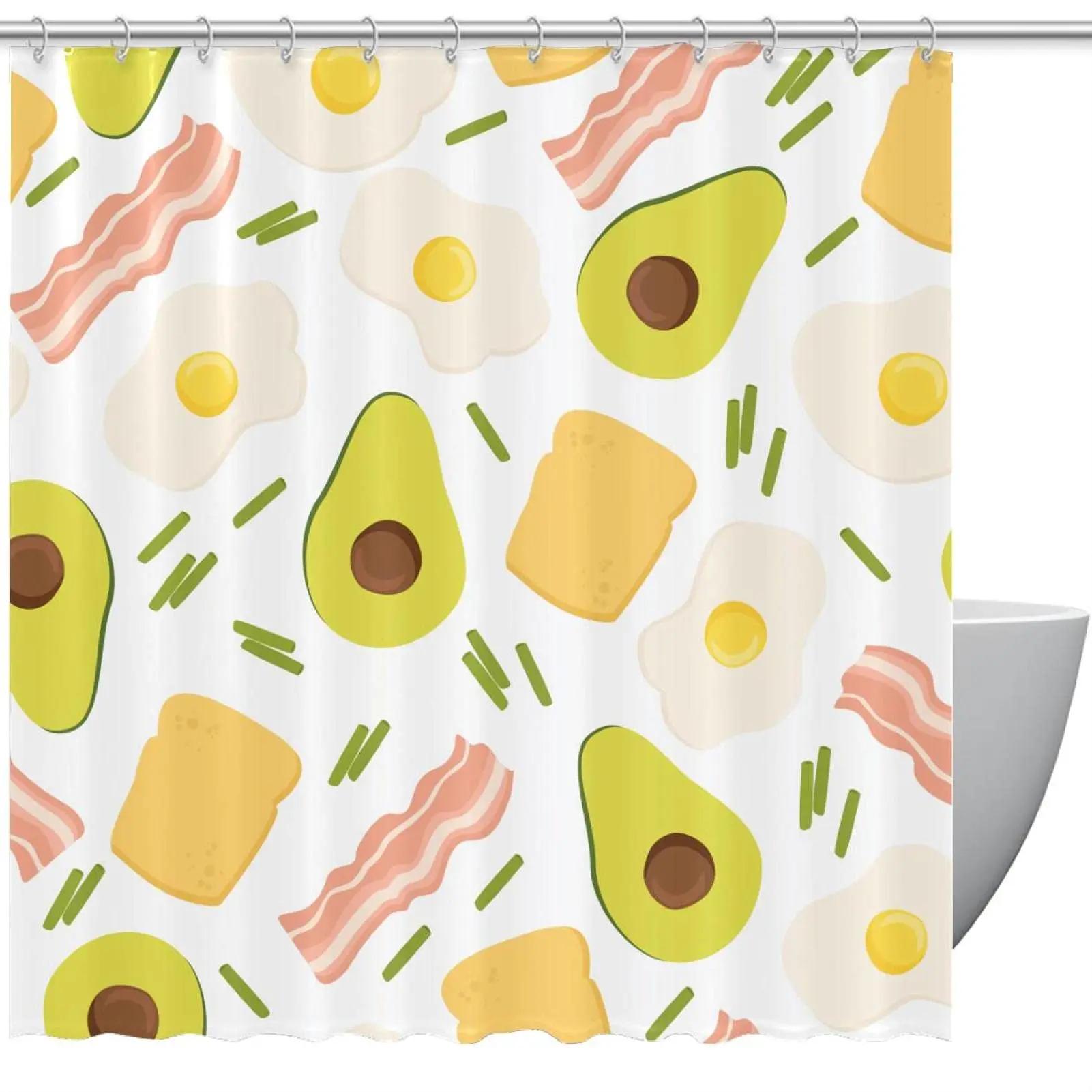 

Organic Avocado Shower Curtain Lifestyle Stay Young Bath Curtain Bathroom Decorative Waterproof Polyester Fabric Bathtub Screen W60H190(CM)-1 Pcs