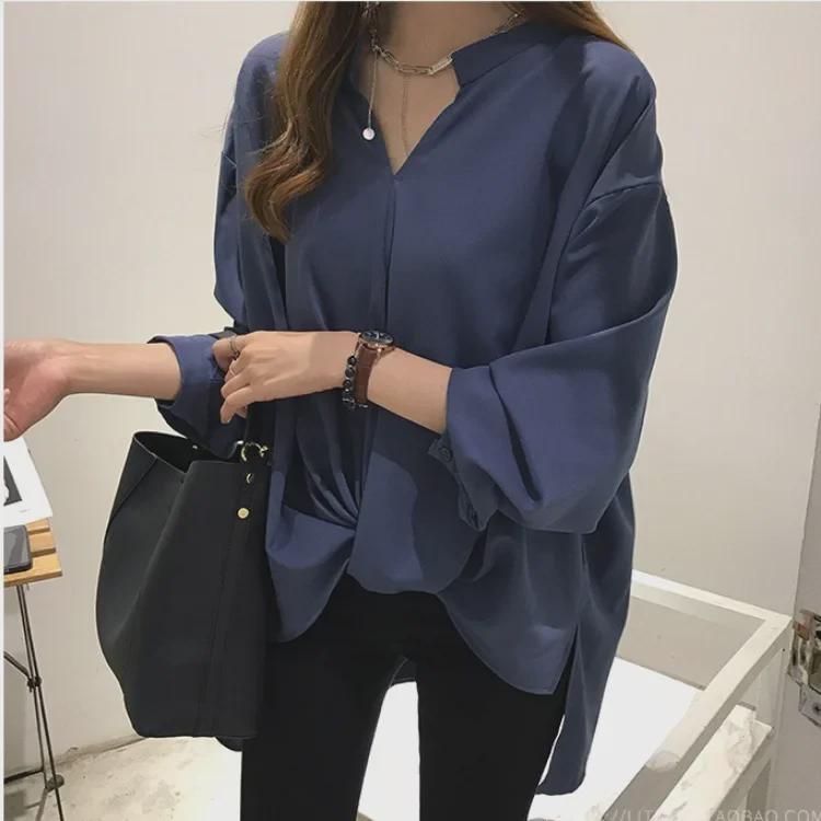 2025 Frühling & Herbst Damen Chiffon Langarm Locker geschnittenes Hemd