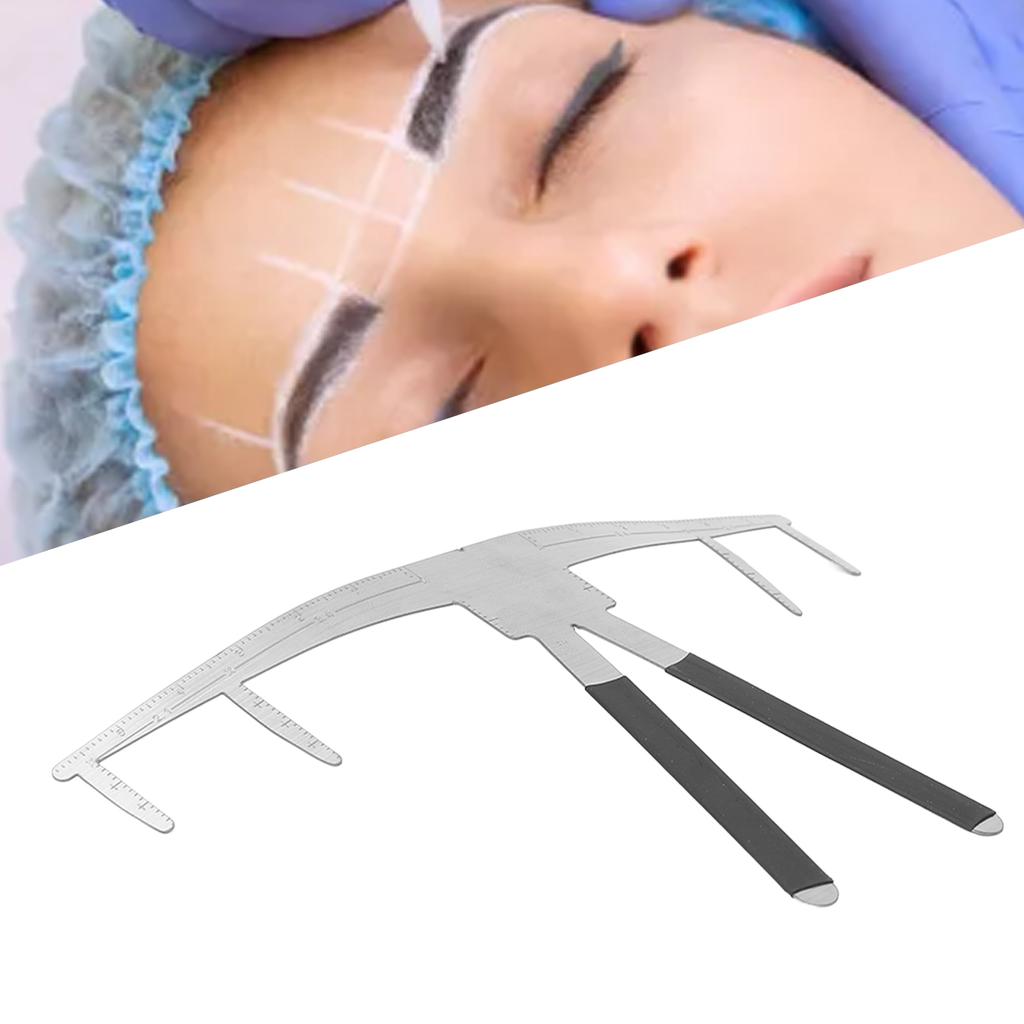Stainless Steel Eyebrow Ruler Safe Lightweight Portable 3 Point Positioning Eyebrow Ruler