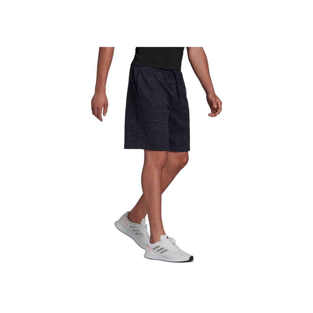 Adidas Essentials Mélange Shorts With Printed Logo Outdoor Sports Elastic Waist Mid-Rise Casual Shorts Men Shorts Legendary-Ink-Blue HE1799
