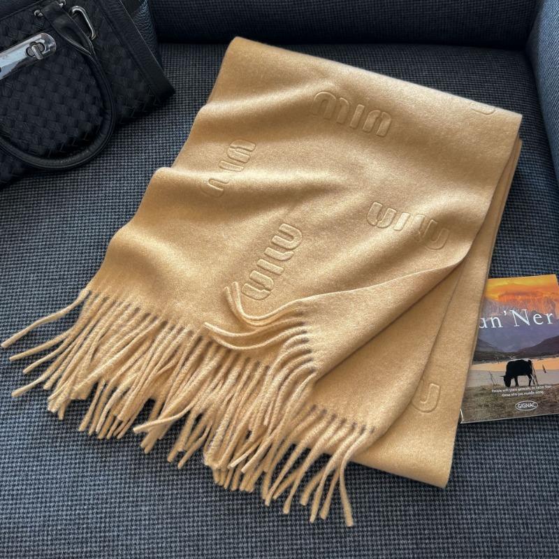 Popular Embossed Letter Wool Blended Scarf, Women's High-end Fringed Shawl, Youthful Vitality and Warm Scarf