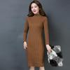 Dámske pletené šaty jeseň zima vintage dámske tenké svetre šaty pletené šaty s dlhým rukávom