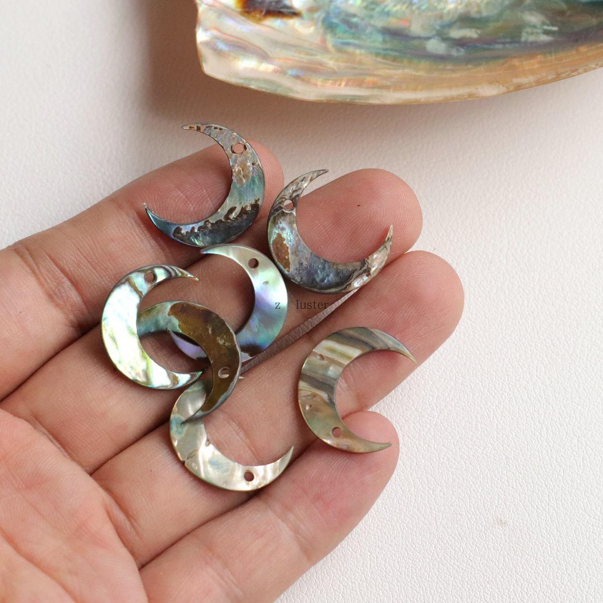 20mm Crescent Moon Abalone Shell: Single Hole DIY Earring, Stud, Hairpin & Ornament Accessory