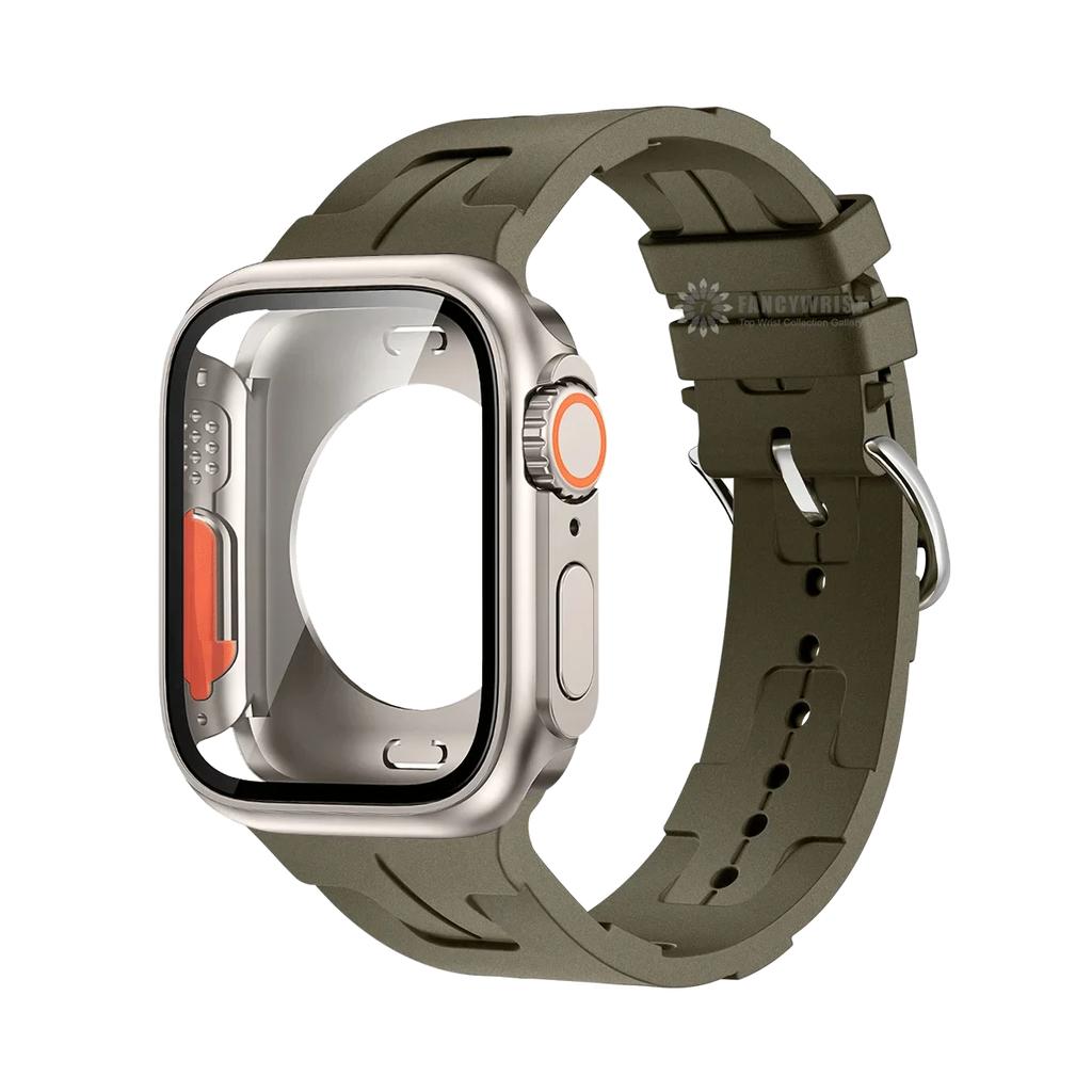 Original Silicone Band &Change To Ultra Case For Apple Watch 9 8 7 6 SE 5 4 Strap For iWatch Series 44mm 45mm 42mm 41mm Bracelet