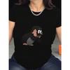 European Size Women'S Short-Sleeve Round-Neck T-Shirt with a Casual Sports Cartoon Print, Suitable for Women'S Athletic Wear.
