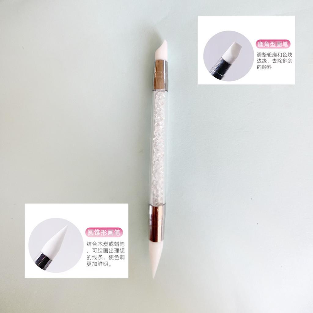 Double-ended Silicone Press Pen Wedge Deer Hoof Brush Nail Supplies Carving Glitter Powder Sticker Nail Accessories for Manicure