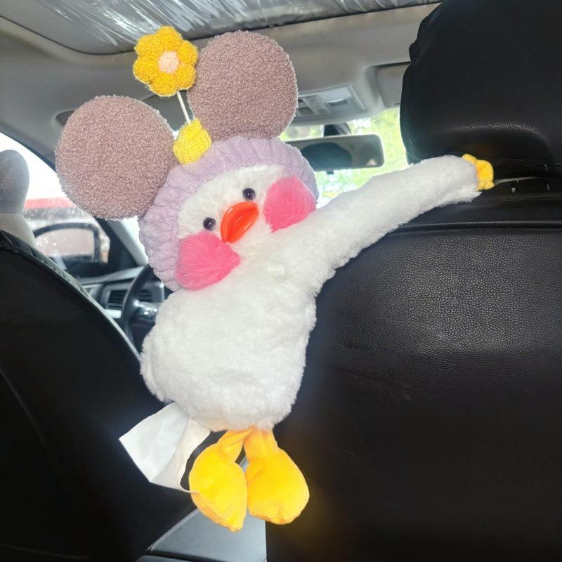 Cartoon Plush Monkey Tissue Box - Cute Car Hanging Pull-Out Cover
