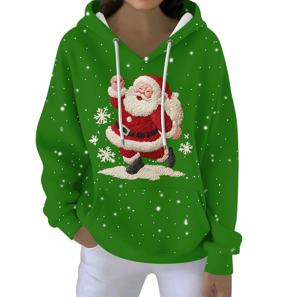 Christmas Hoodies For Women Funny Cute Printed Holiday Sweatshirt Winter Oversized Pullover Tops