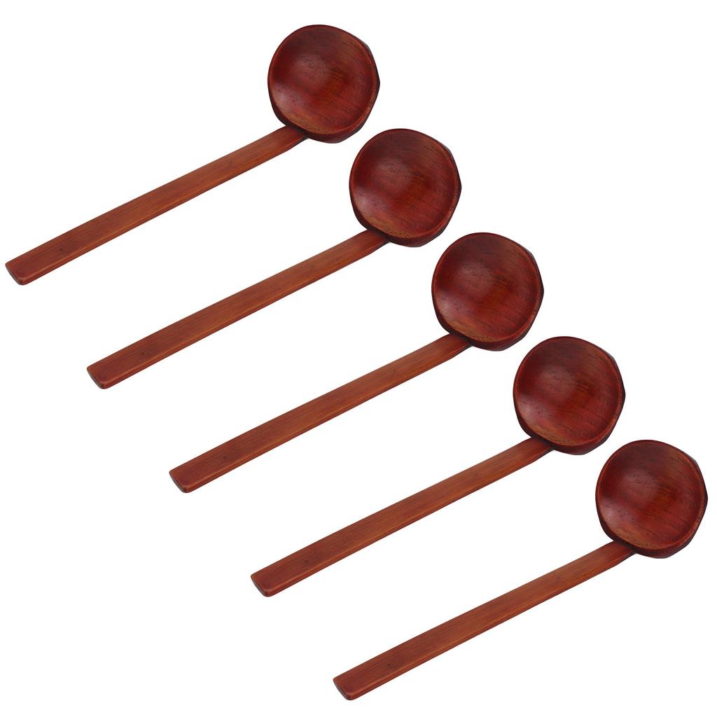 5Pcs Wooden Spoons Sturdy Handle Hand Polished Smoother Light Weight Japanese Tortoise Shell Spoon for Restaurant