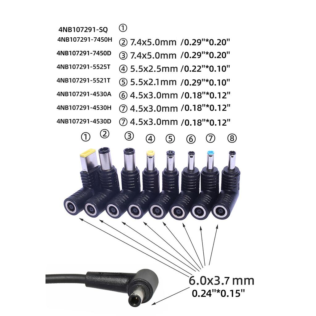 Multi Size Power Adapter Plug Converter DC6.0x3.7 To 7.4x5.0mm 5.5x2.5mm;5.5x2.1mm;4.5x3.0mm;4.5x3.0mm Square Plug