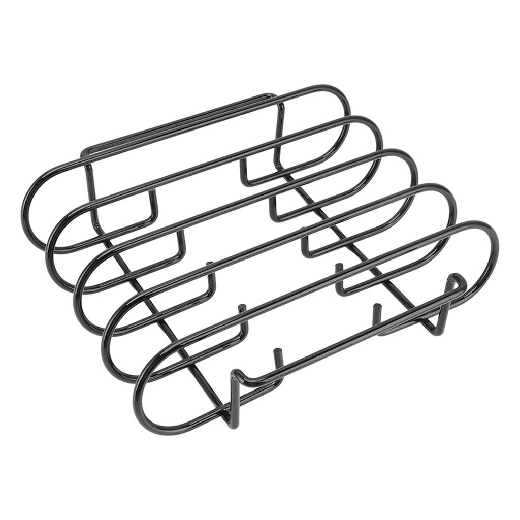Rib Rack 4 Rows Capacity Compact Portable Iron Material Black Durable Reusable Barbecue Standing