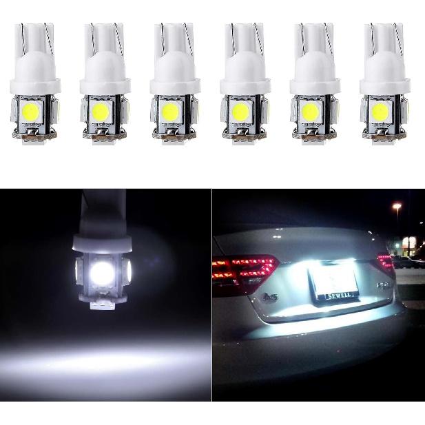 cciyu License Plate Light, T10 W5W Wedge 168 194 LED Bulb for Interior Dome Map lights Courtesy Light 6000K Xenon W hite,6Pack