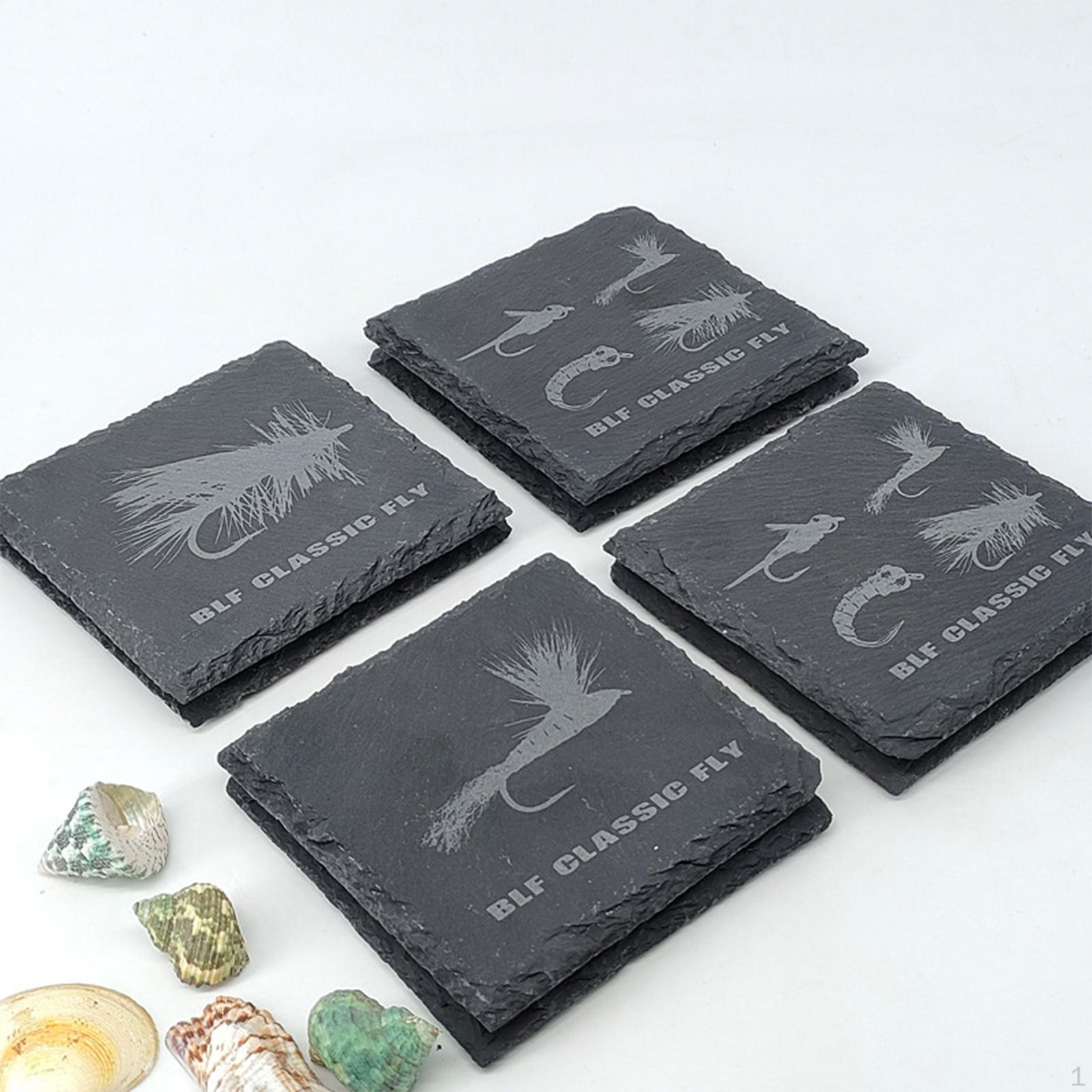 

4 Pieces Artistic Fly Fishing Accessory Coaster Creative Cultural Craft Tea Mat for Style B