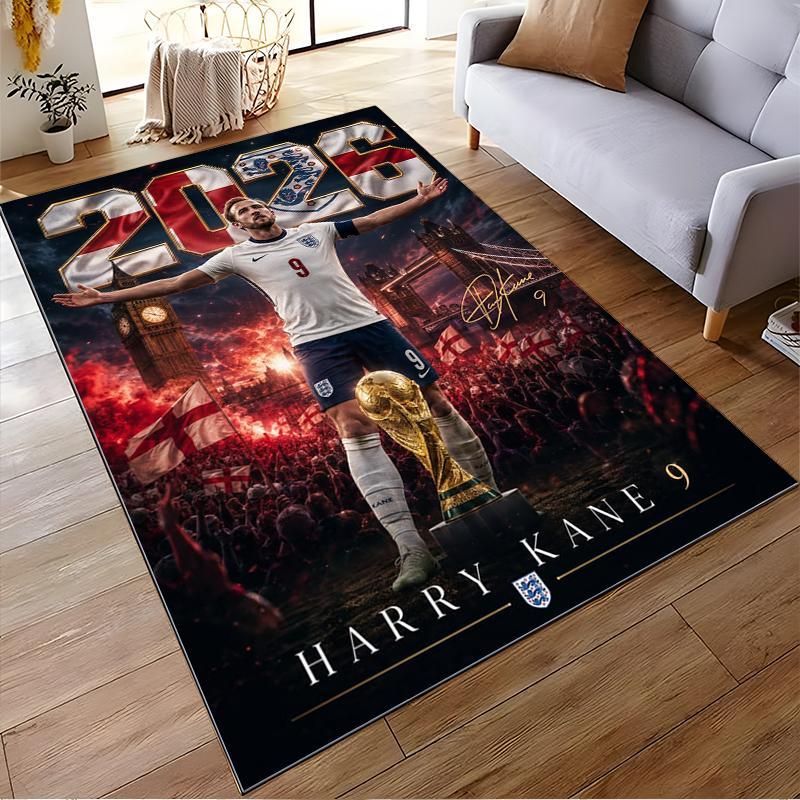 "England Football Champion Rug with Trophy Design - Non-slip Rug Suitable for Living Room and Bedroom Sofas Sofas"